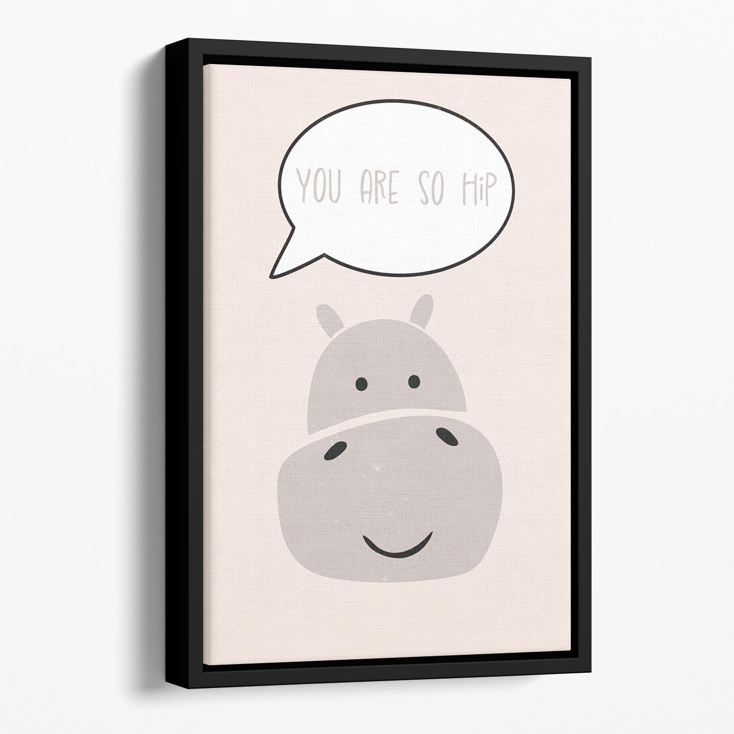 Hippo nursery print Floating Framed Canvas - 1x - 1