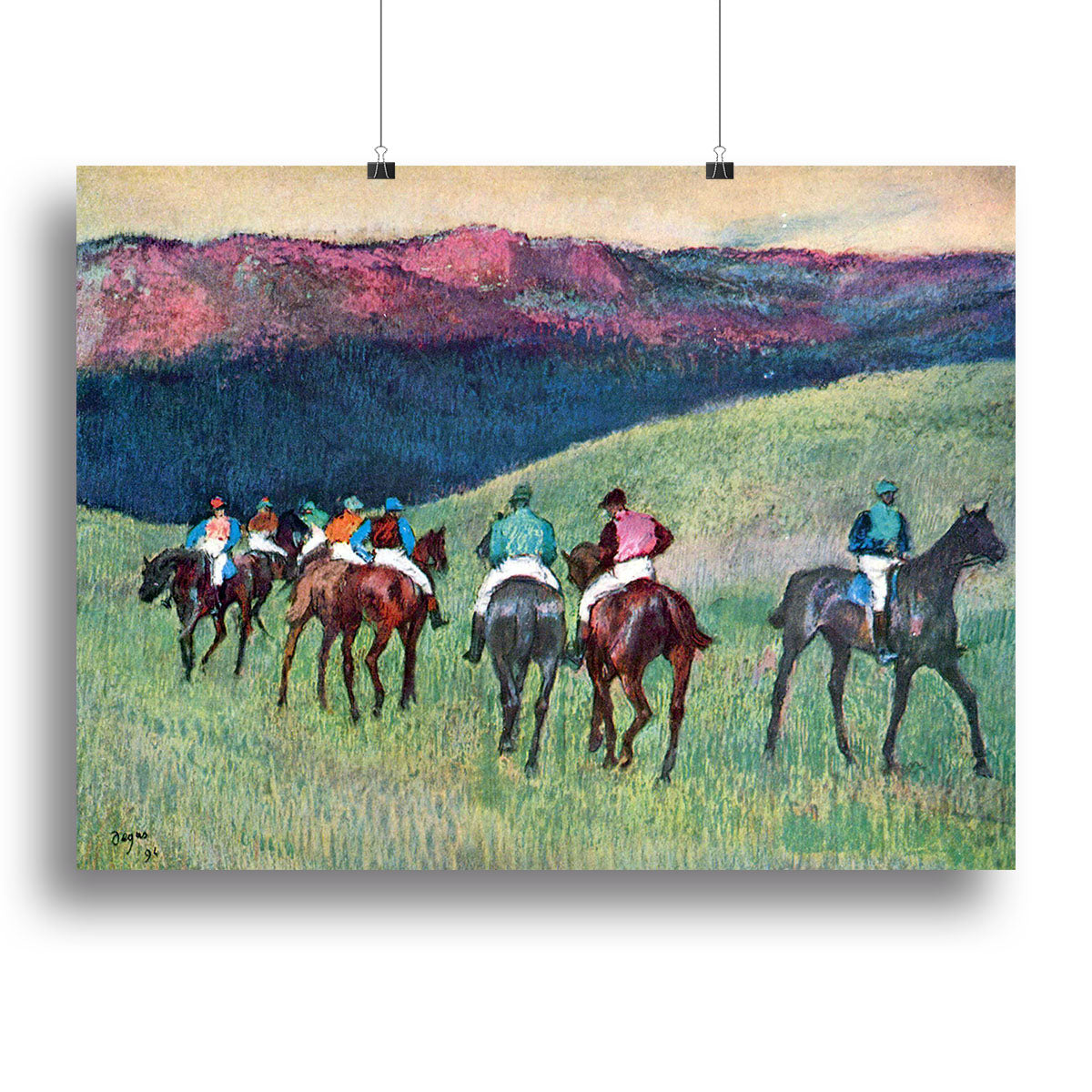 Horse racing The training by Degas Poster - Unframed