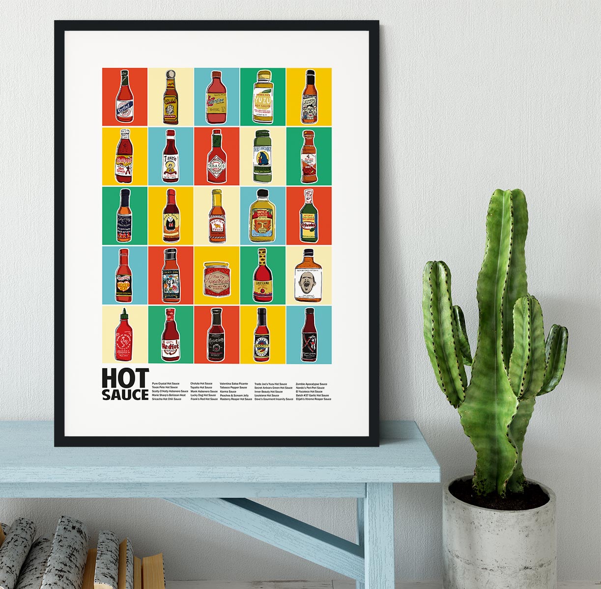 Hot Sauce Squares Standard Wall Art Framed Print - Canvas Art Rocks - 1