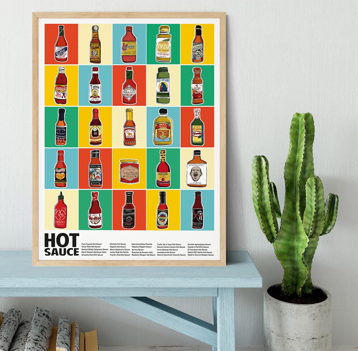 Hot Sauce Squares Standard Wall Art Framed Print - Canvas Art Rocks - 4