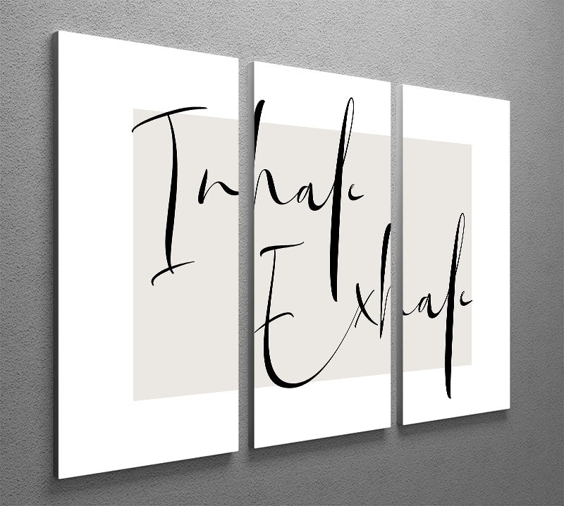 Inhale Exhale Cursive 3 Split Panel Canvas Print - Canvas Art Rocks - 2