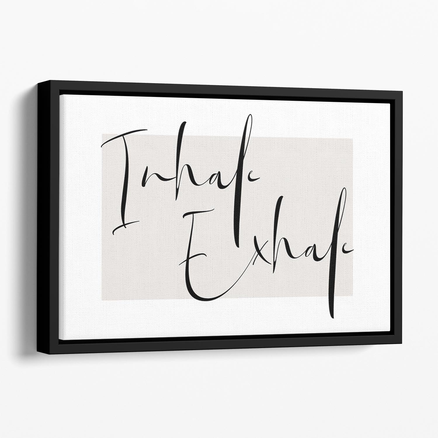 Inhale Exhale Cursive Floating Framed Canvas - Canvas Art Rocks - 1