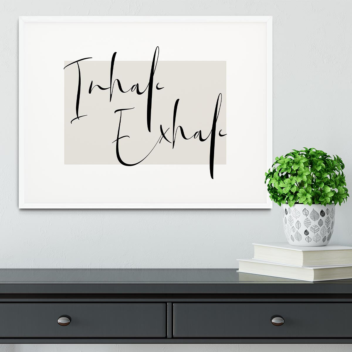 Inhale Exhale Cursive Framed Print - Canvas Art Rocks - 5