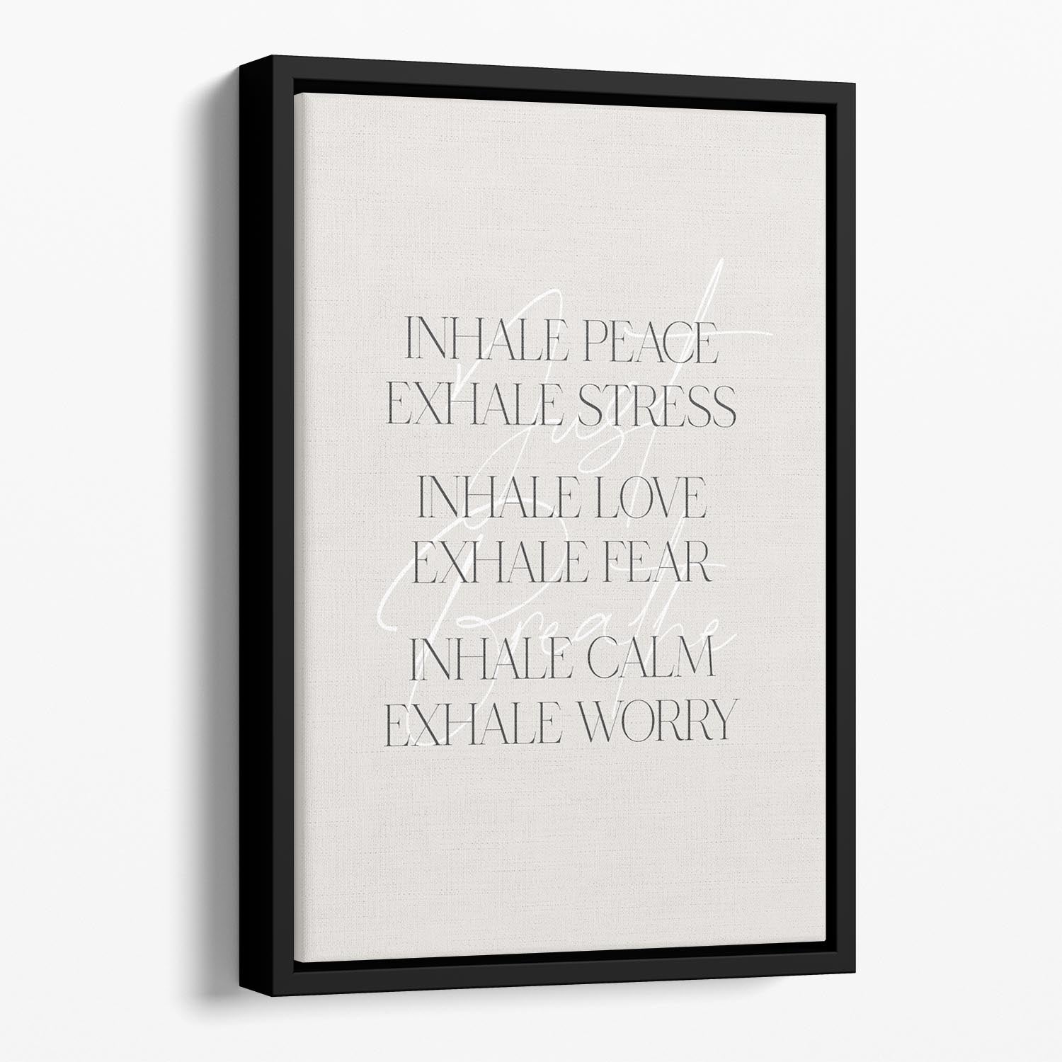 Inhale Peace Exhale Stress Floating Framed Canvas - Canvas Art Rocks - 1