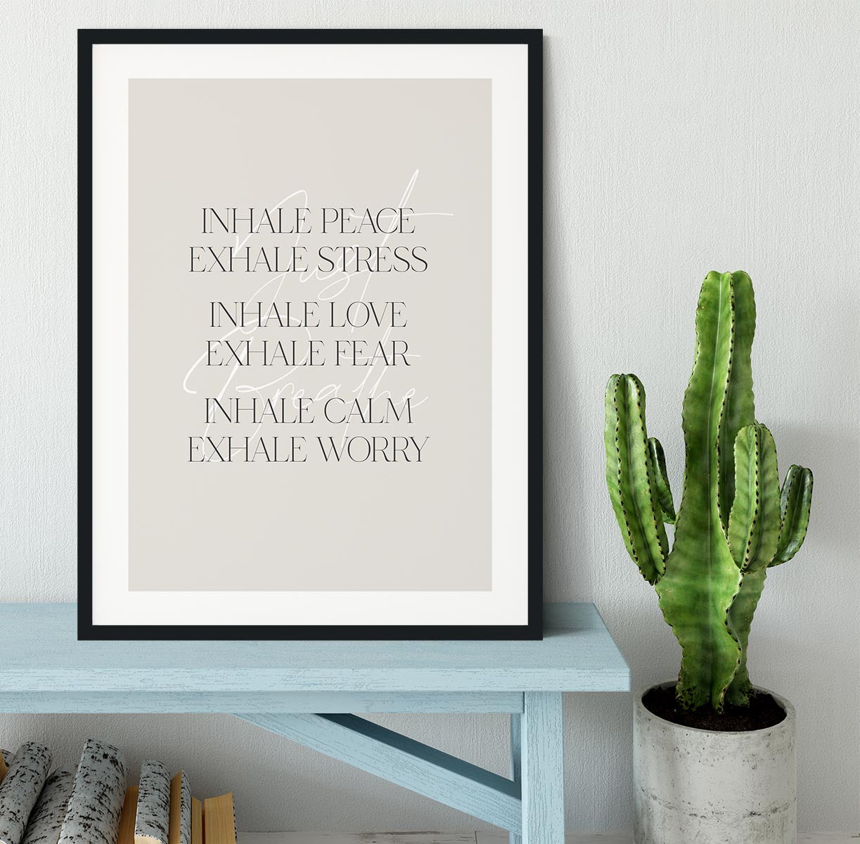 Inhale Peace Exhale Stress Framed Print - Canvas Art Rocks - 1