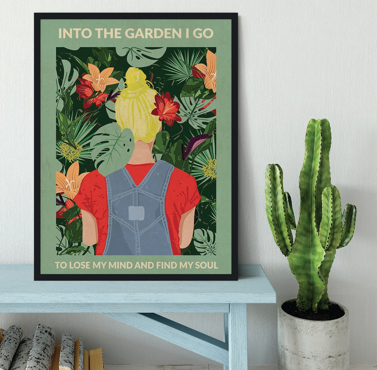 Into the Garden blonde a Light Green Framed Print - 1x - 2