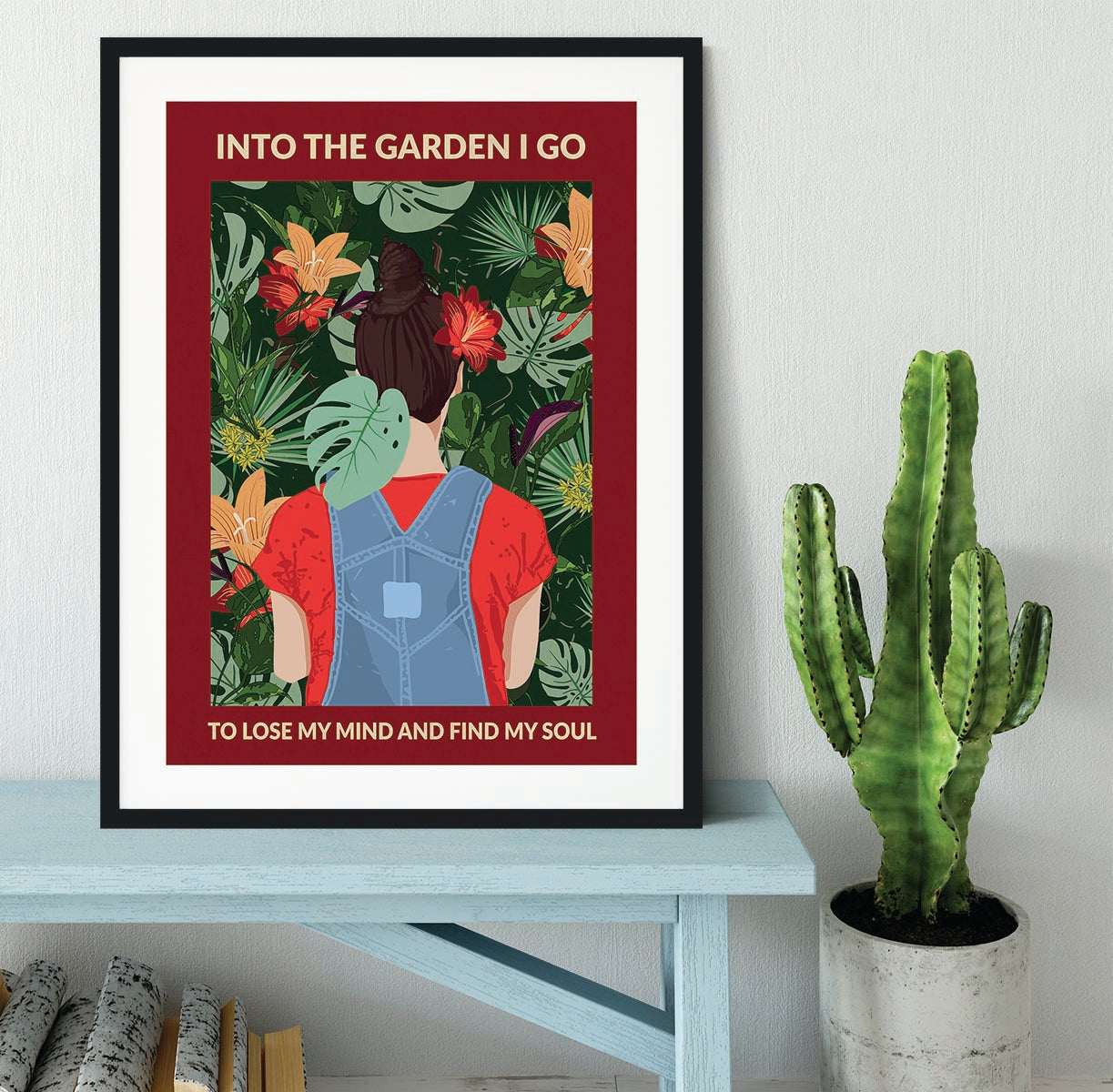 Into the Garden brunette a Burgundy Framed Print - 1x - 1