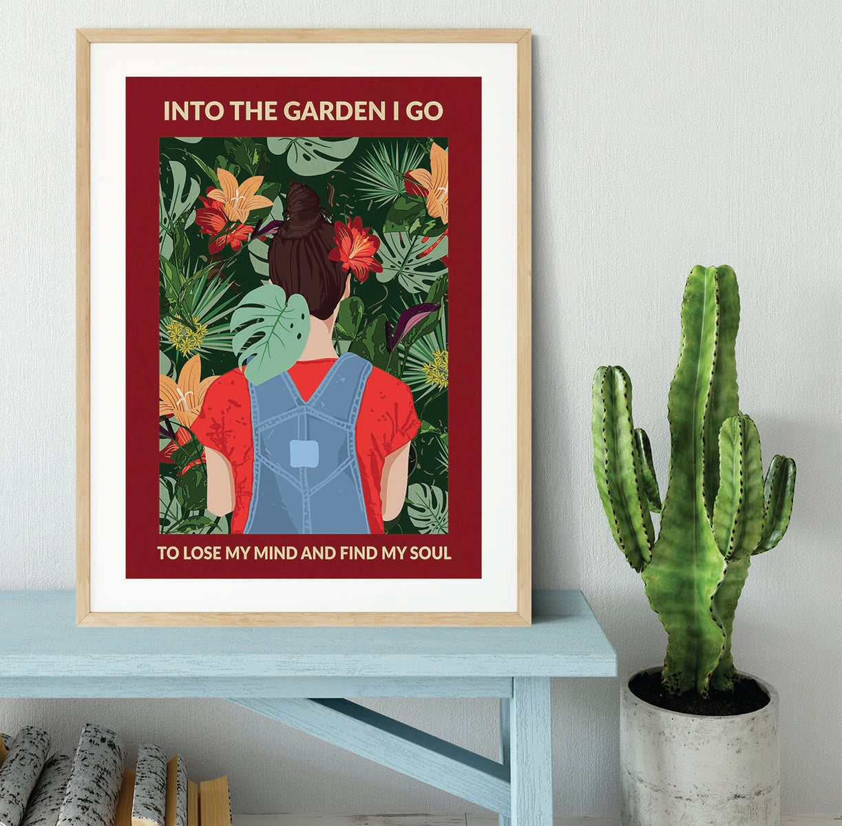 Into the Garden brunette a Burgundy Framed Print - 1x - 3