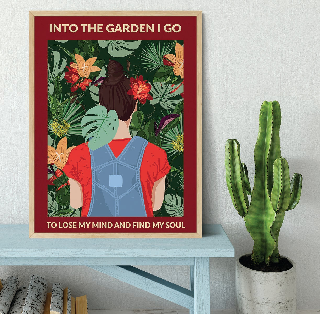 Into the Garden brunette a Burgundy Framed Print - 1x - 4