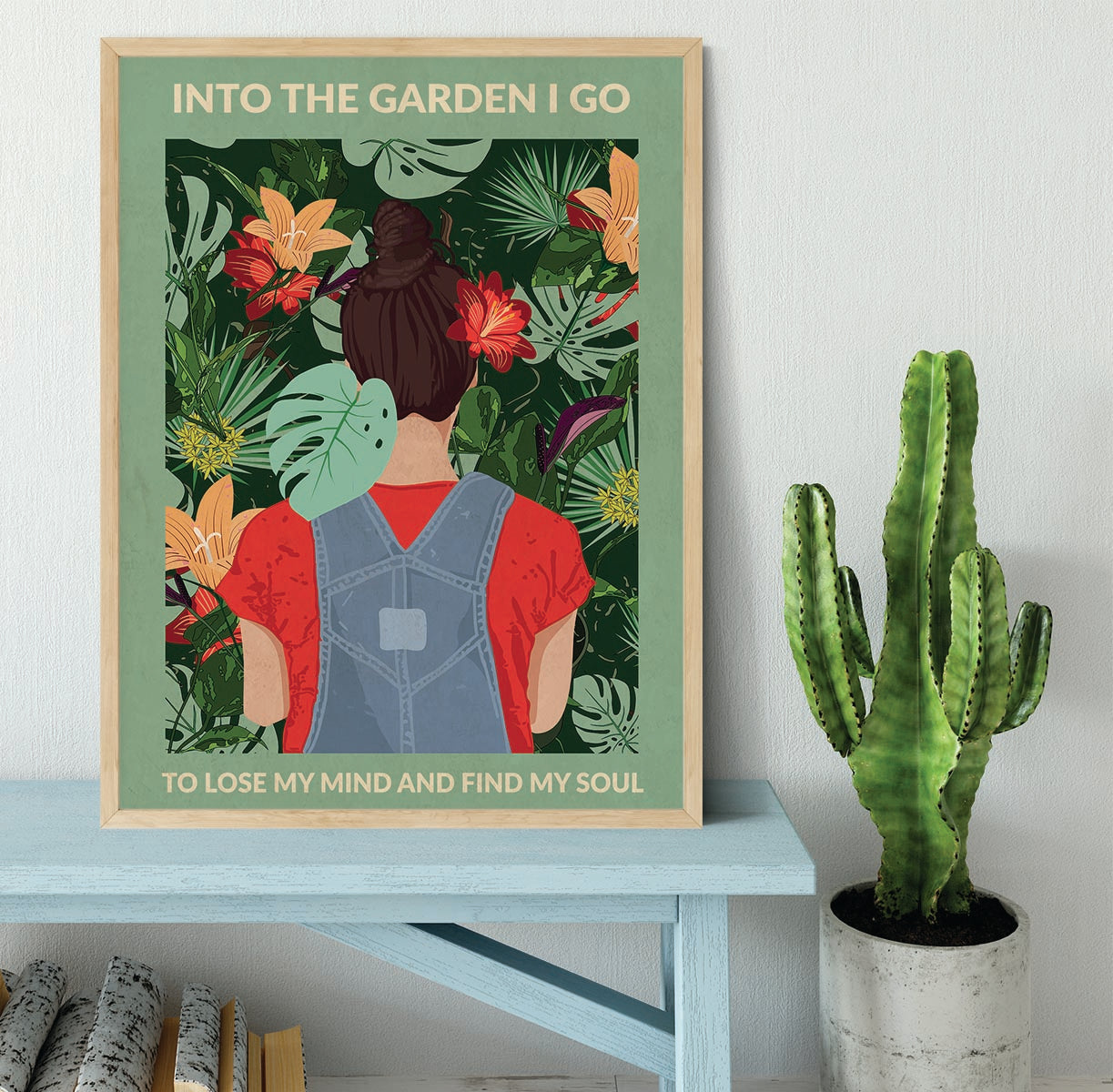 Into the Garden brunette a Light Green Framed Print - 1x - 4