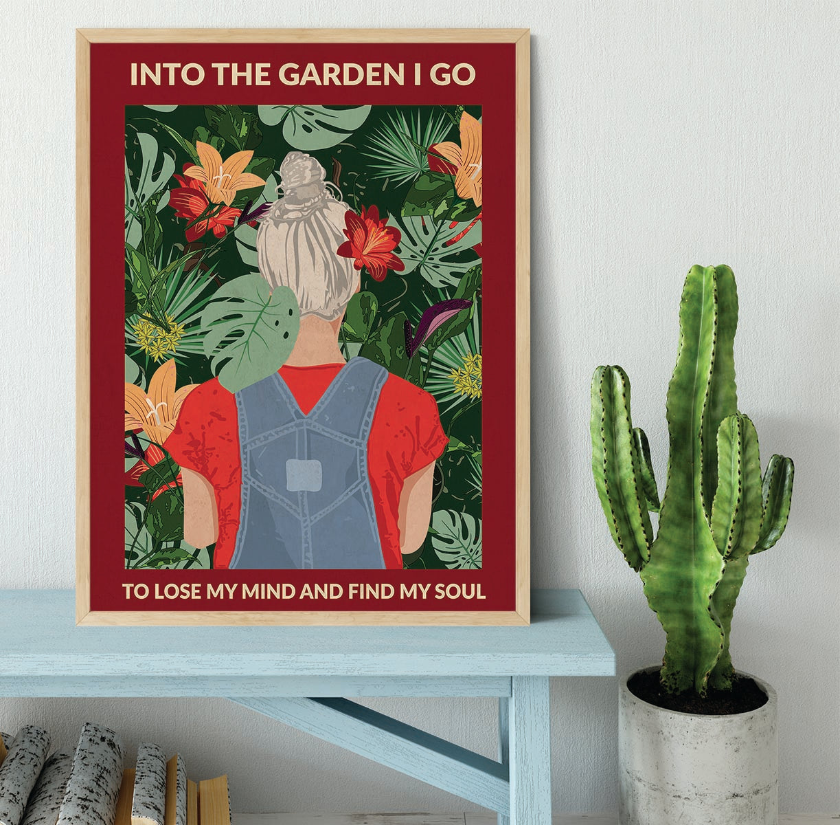 Into the Garden grey a Burgundy Framed Print - 1x - 4