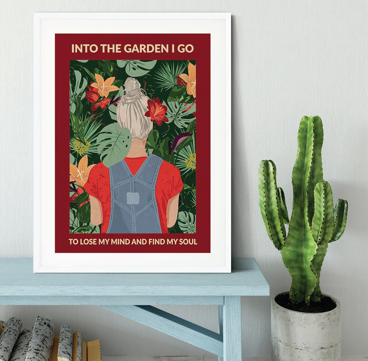 Into the Garden grey a Burgundy Framed Print - 1x - 5