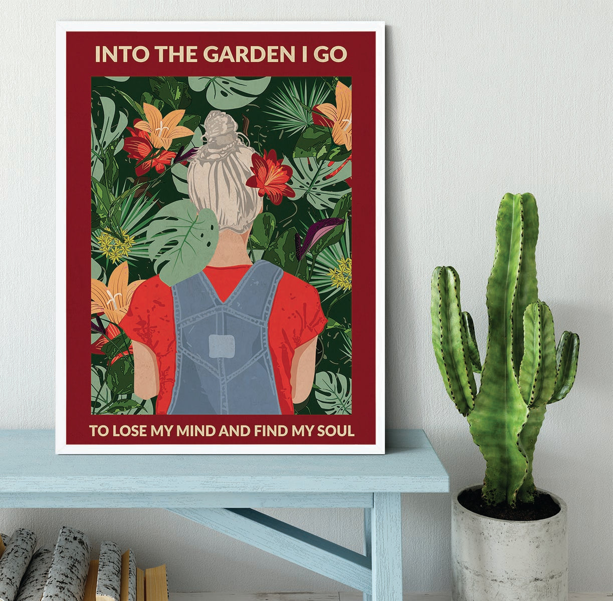 Into the Garden grey a Burgundy Framed Print - 1x -6