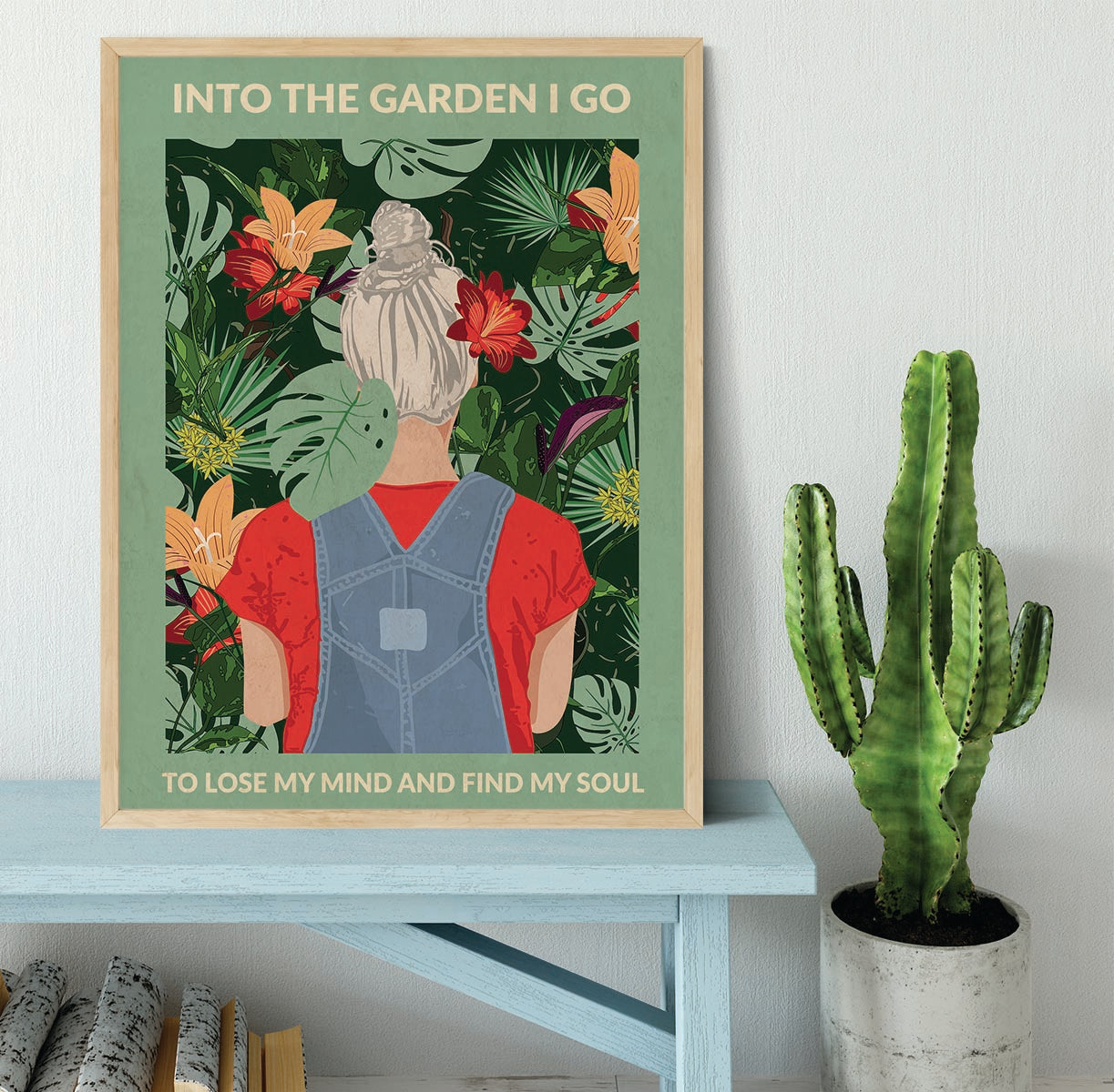 Into the Garden grey a Light Green Framed Print - 1x - 4