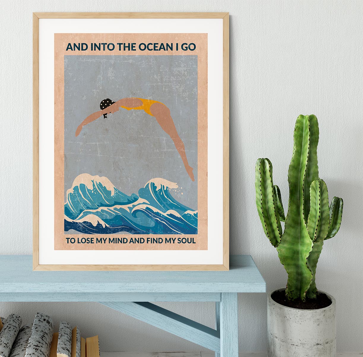 Into the Ocean blue Standard Wall Art Framed Print - 1x - 3