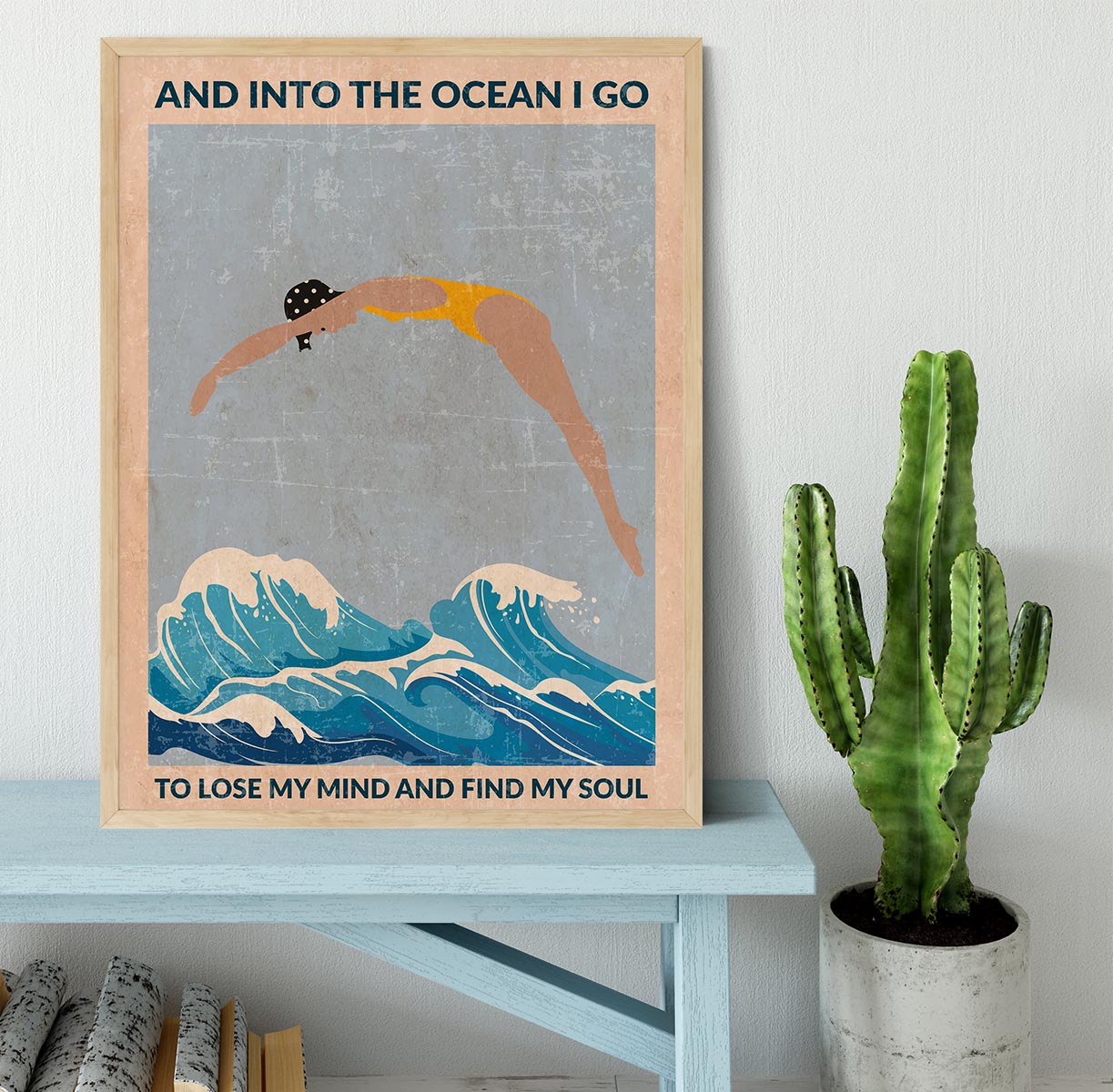 Into the Ocean blue Standard Wall Art Framed Print - 1x - 4