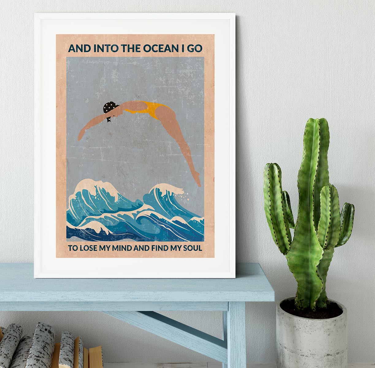 Into the Ocean blue Standard Wall Art Framed Print - 1x - 5