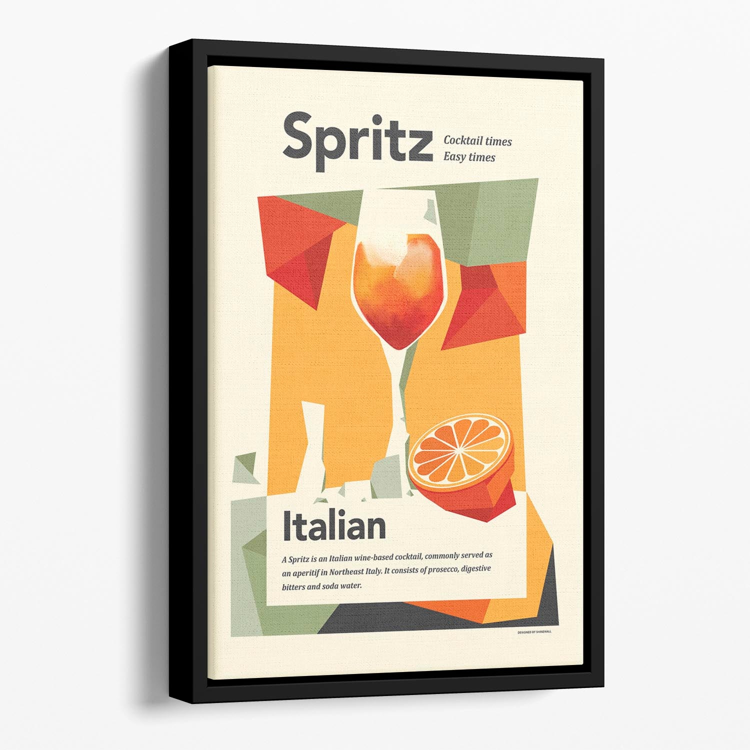 Italian Aperol Spritz print Floating Framed Canvas - Canvas Art Rocks - 1