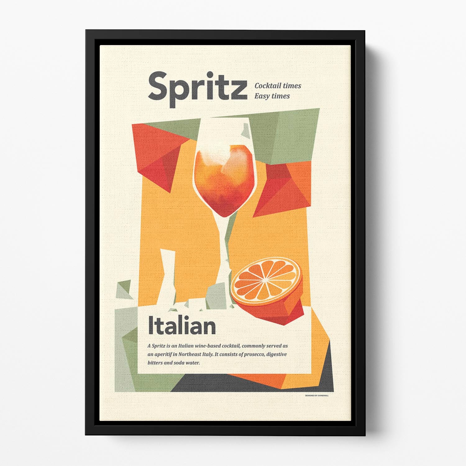 Italian Aperol Spritz print Floating Framed Canvas - Canvas Art Rocks - 2