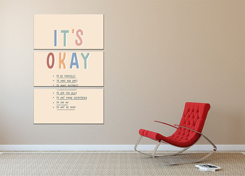 Its Okay 3 Split Panel Canvas Print - Canvas Art Rocks - 2