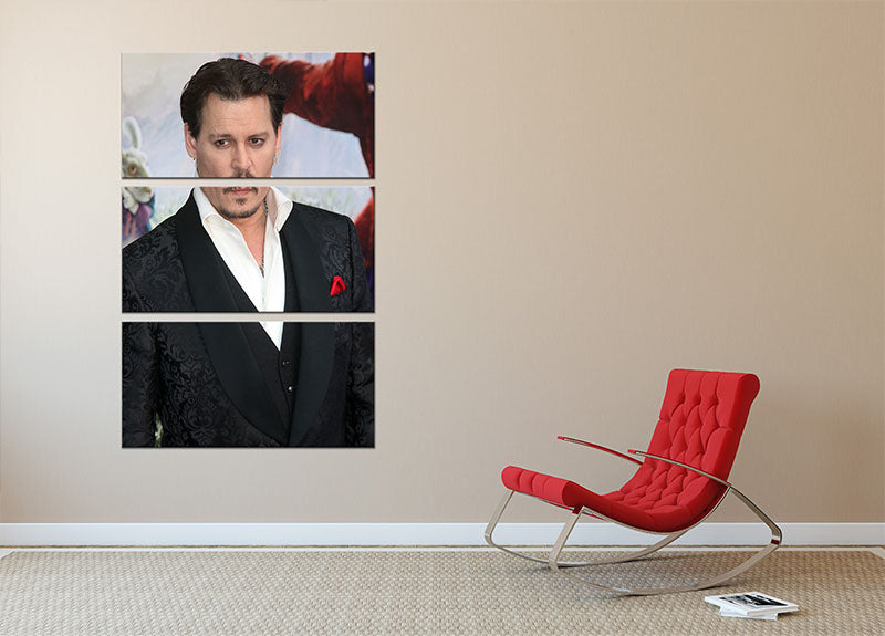 Johnny Depp 2016 3 Split Panel Canvas Print - Canvas Art Rocks - 2