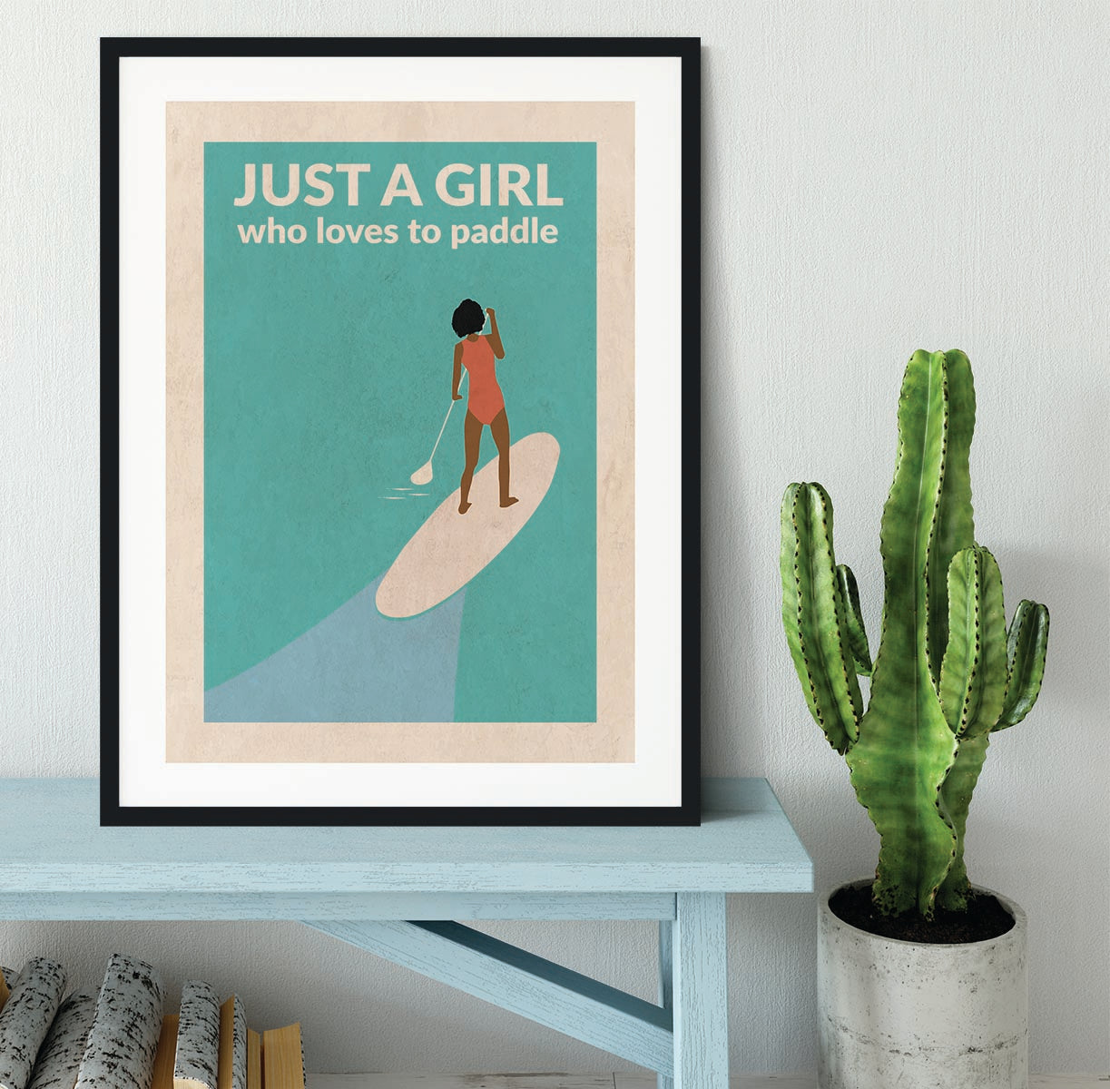 Just a Girl Who Loved To Paddle afro Framed Print - 1x - 1