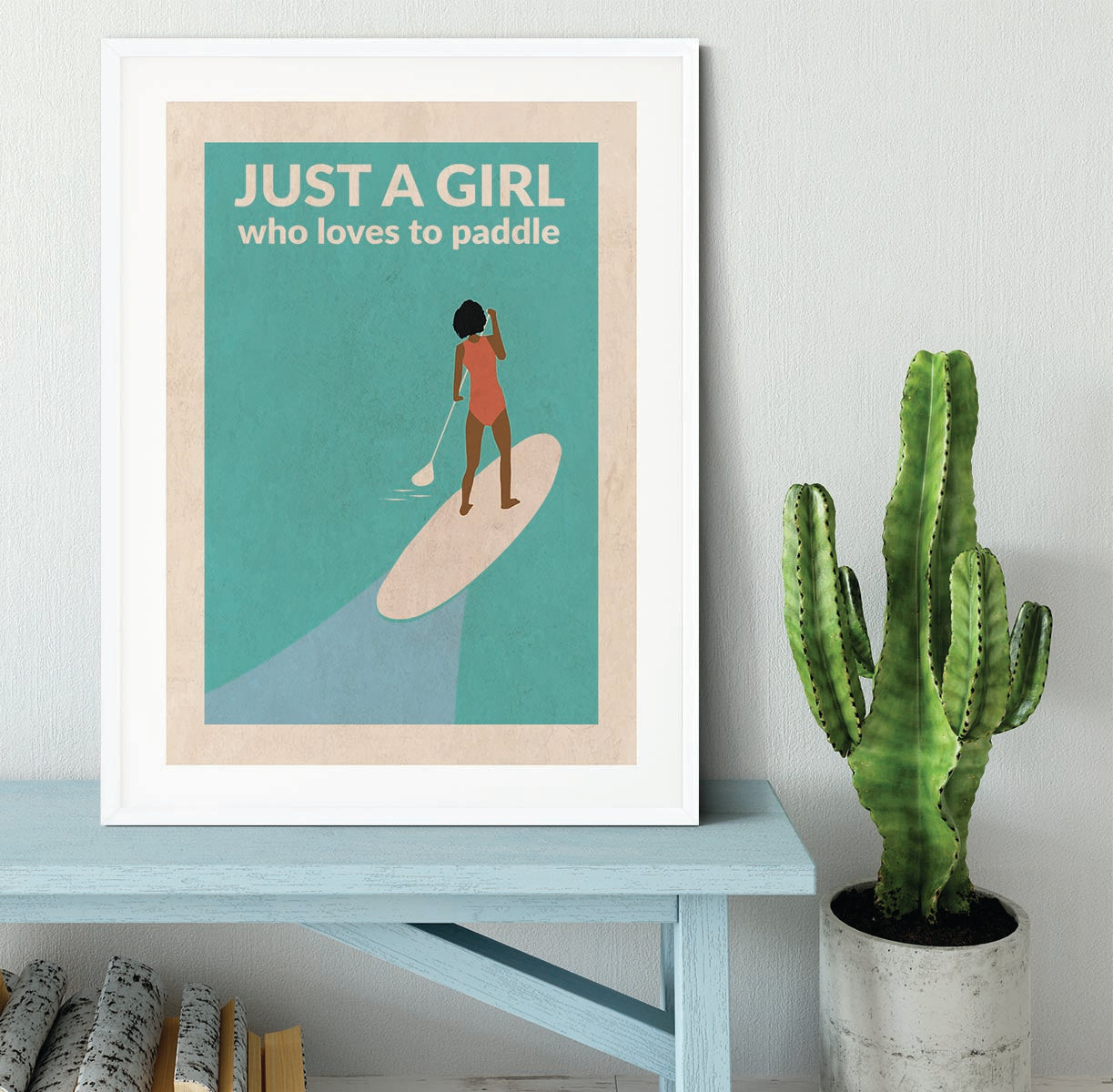 Just a Girl Who Loved To Paddle afro Framed Print - 1x - 5