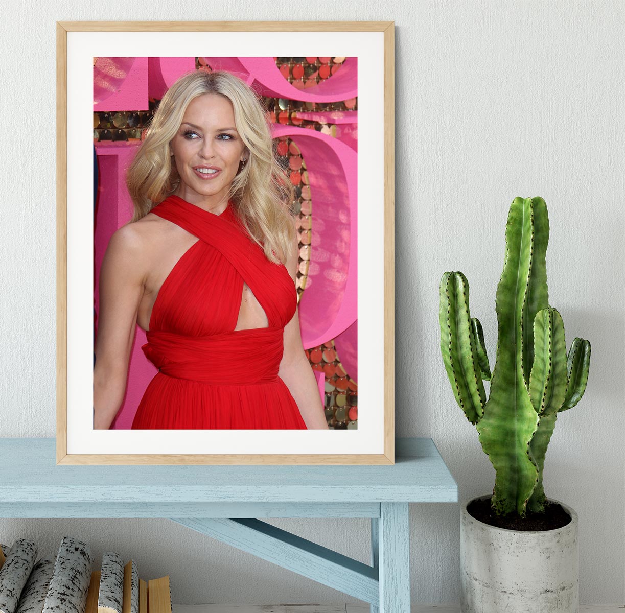 Kylie Minogue in red Framed Print - Canvas Art Rocks - 3