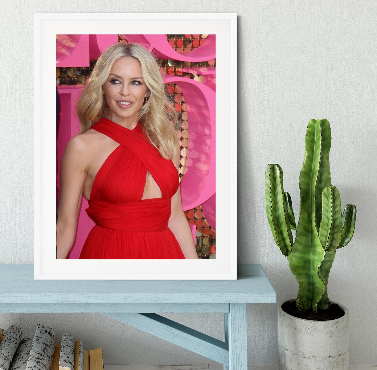 Kylie Minogue in red Framed Print - Canvas Art Rocks - 5