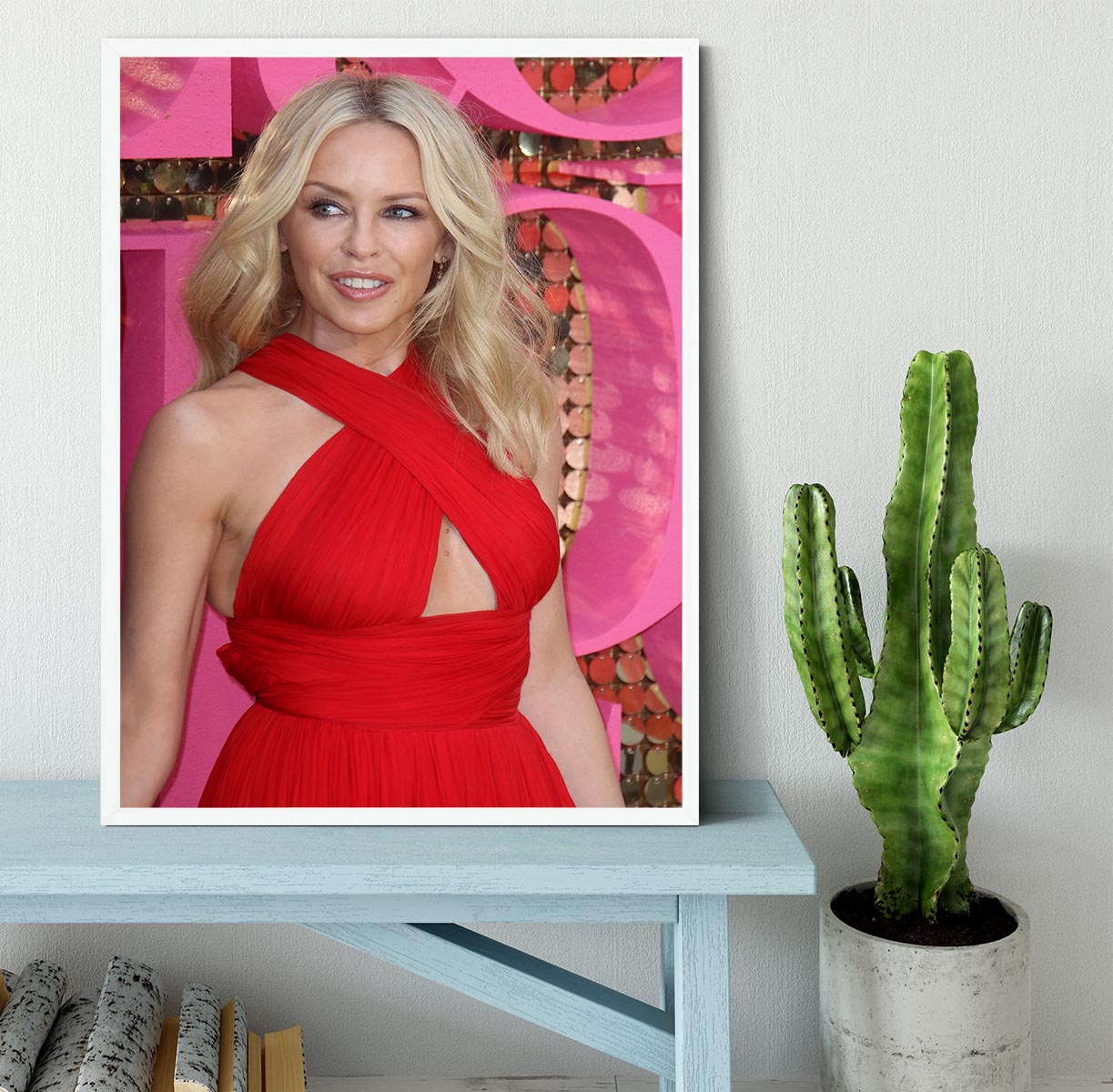 Kylie Minogue in red Framed Print - Canvas Art Rocks -6