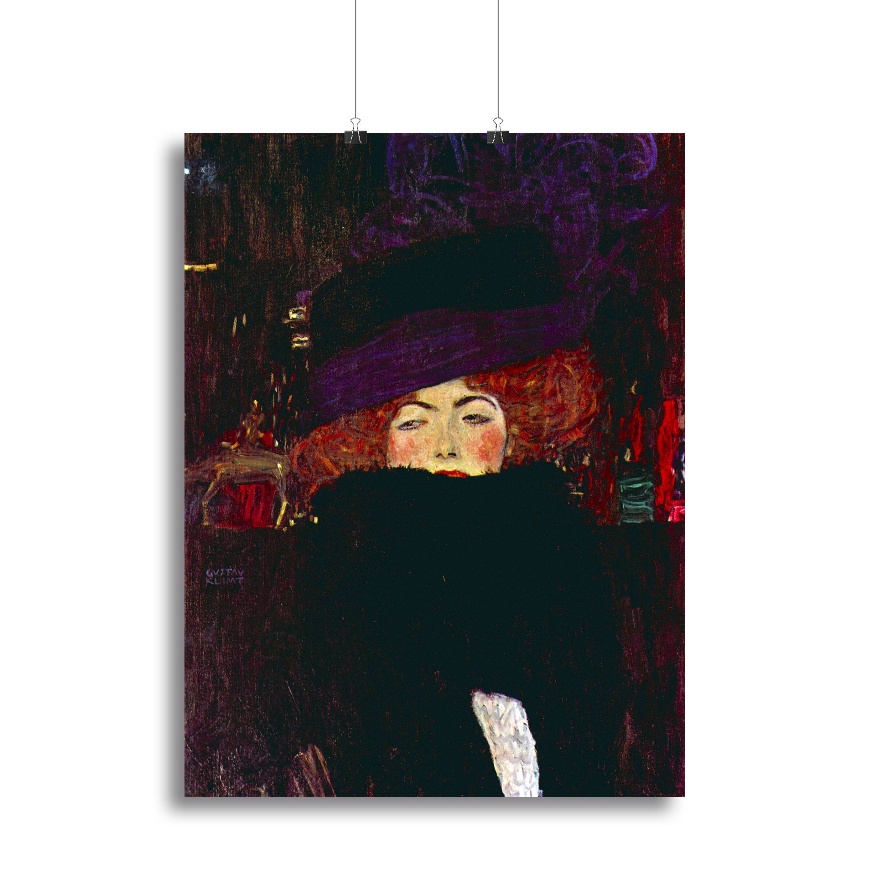 Lady with hat and feather by Klimt Poster - Unframed