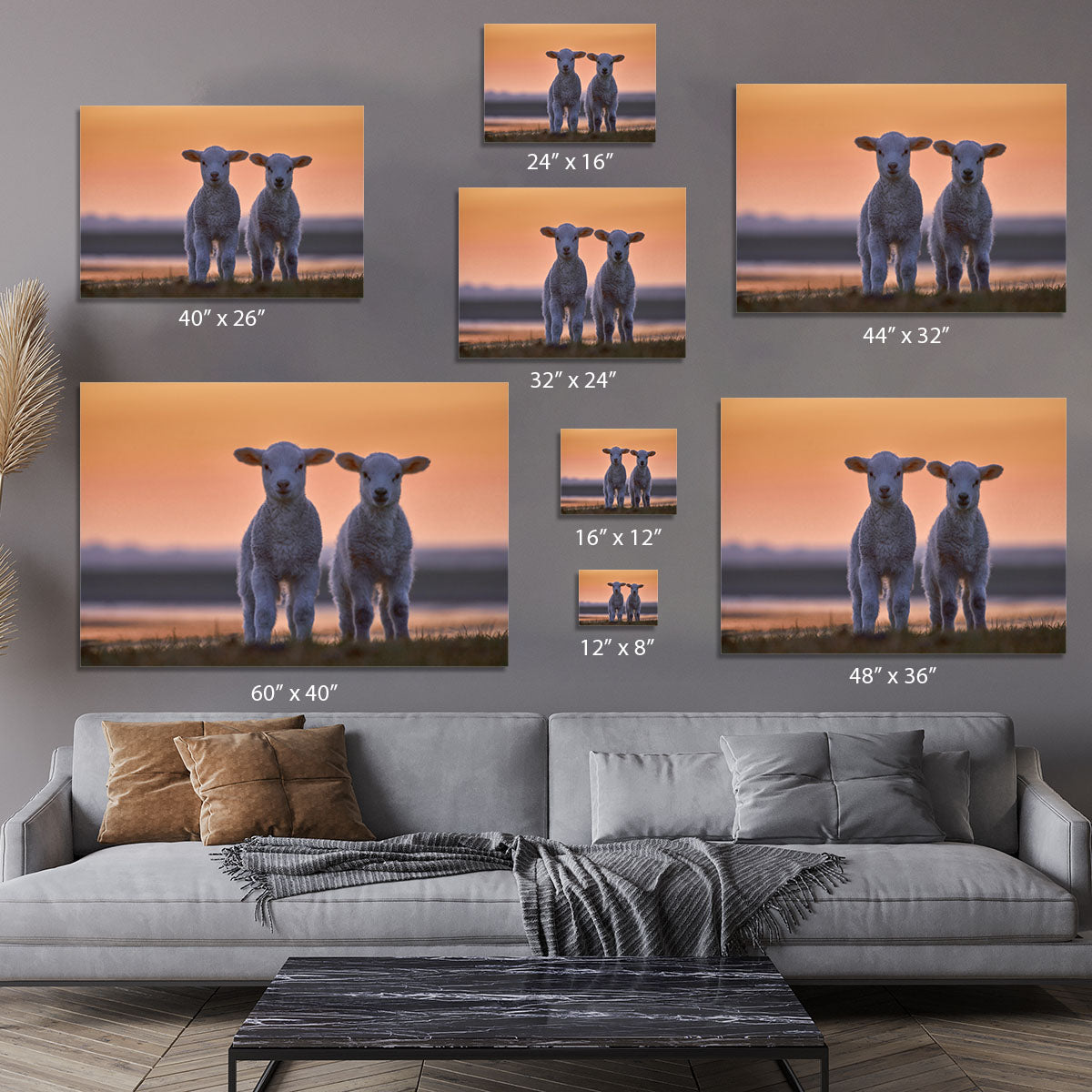 Lamb Twins Canvas Print or Poster - 1x - 7