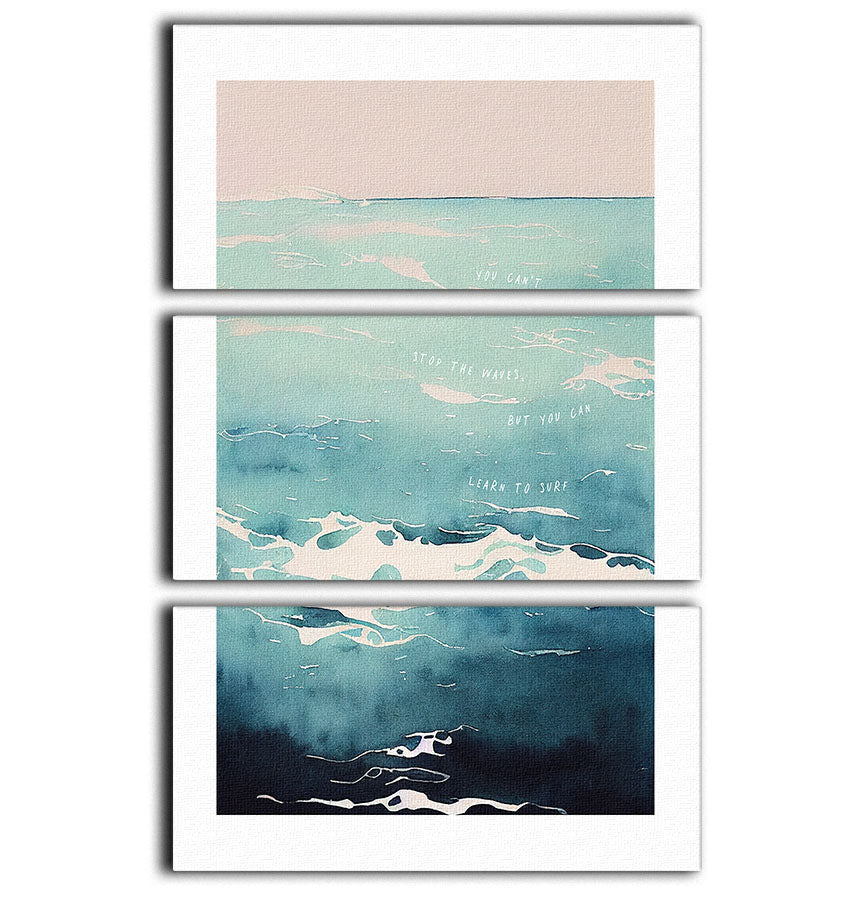 Learn To Surf 3 Split Panel Canvas Print - Canvas Art Rocks - 1