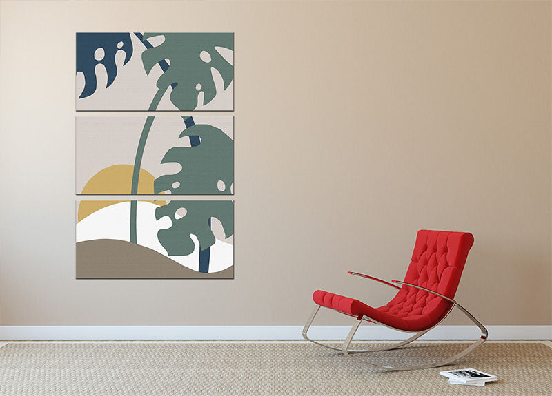 Leaves Palm 3 Split Panel Canvas Print - 1x - 2