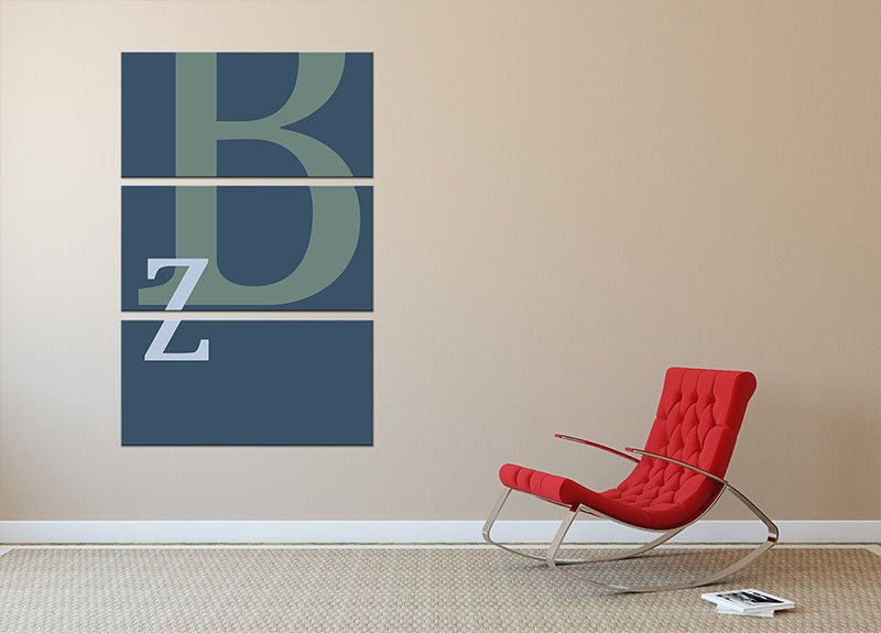 Letter B 3 Split Panel Canvas Print - 1x - 2