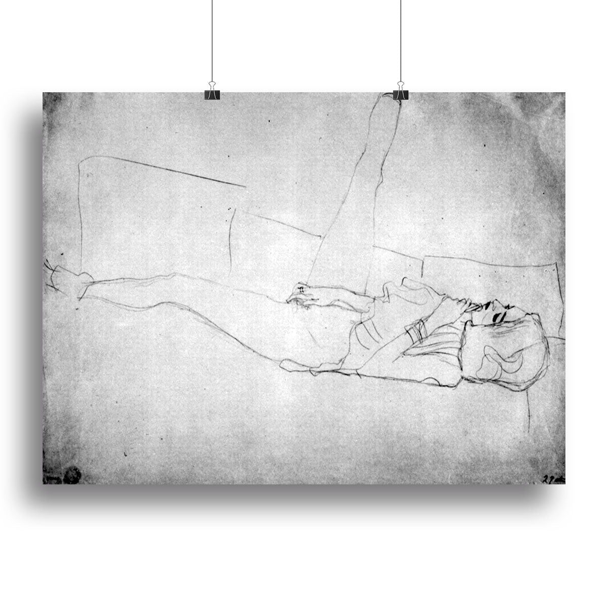 Liegender female with right leg by Klimt Poster - Unframed