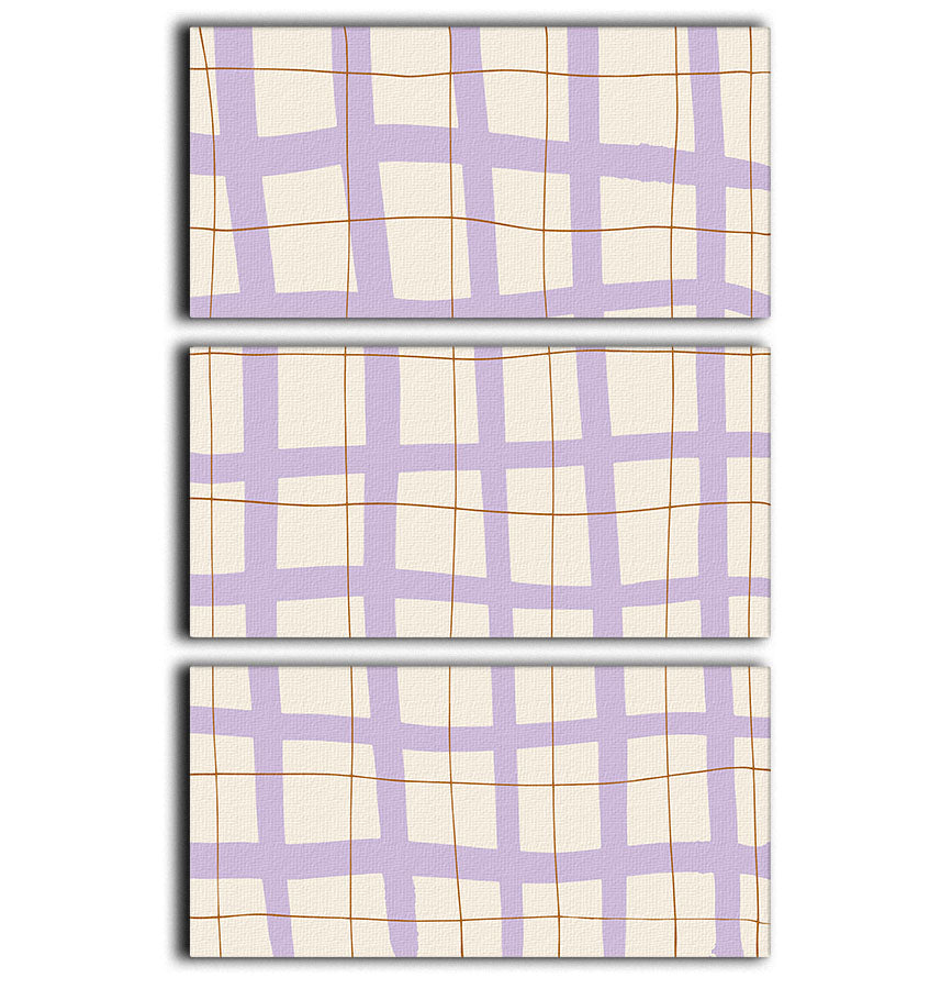 Lilac Grid 3 Split Panel Canvas Print - 1x - 1