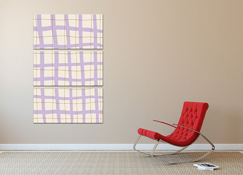 Lilac Grid 3 Split Panel Canvas Print - 1x - 2