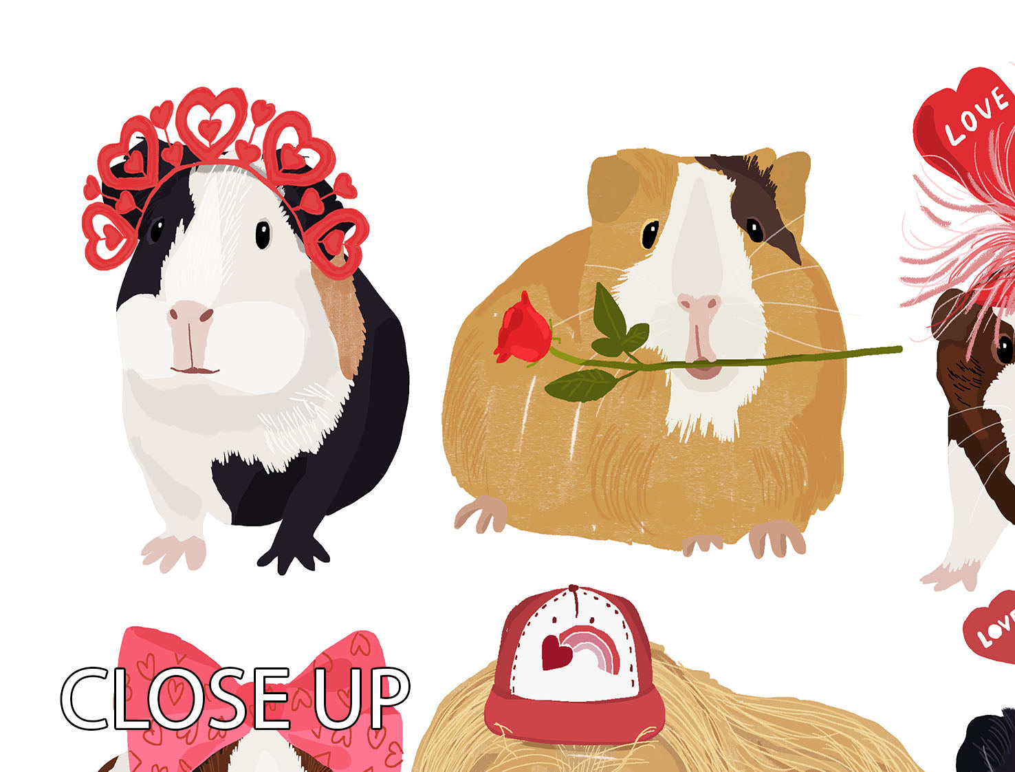 Love Guinea Pigs 3 Split Panel Canvas Print - 1x - 3