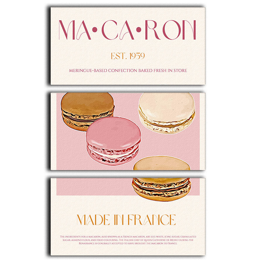 Macaron Print 3 Split Panel Canvas Print - Canvas Art Rocks - 1