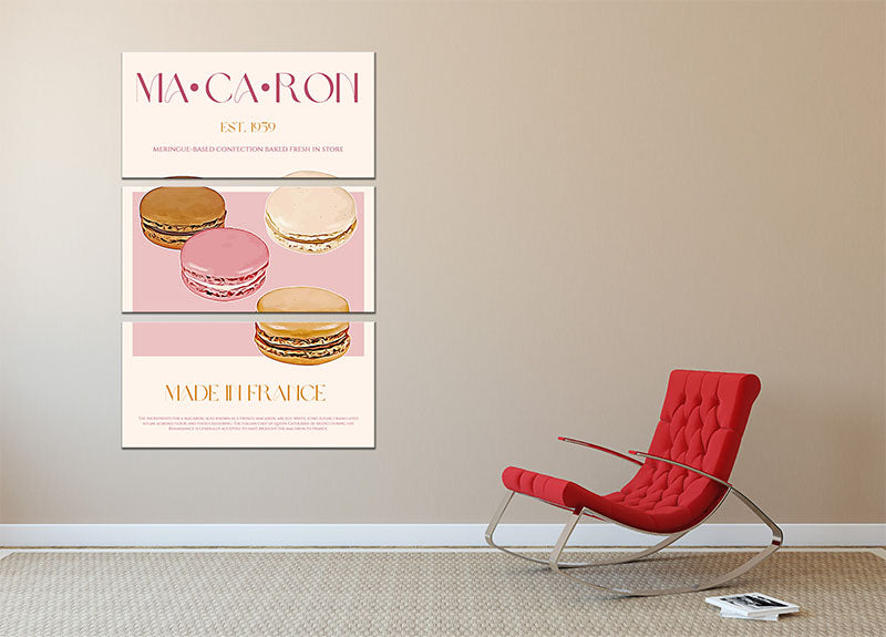 Macaron Print 3 Split Panel Canvas Print - Canvas Art Rocks - 2