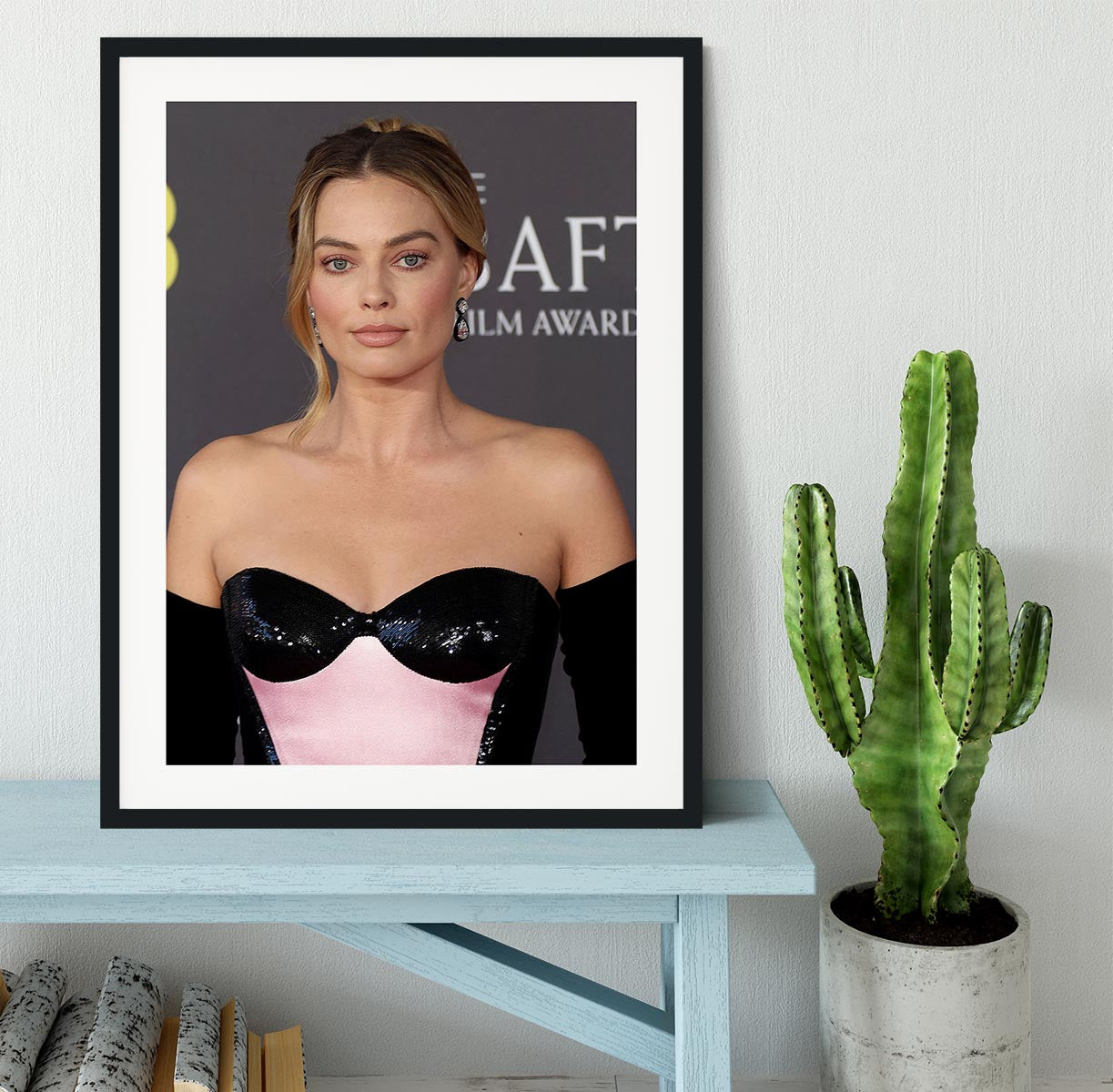 Margot Robbie at the Baftas Framed Print - Canvas Art Rocks - 1