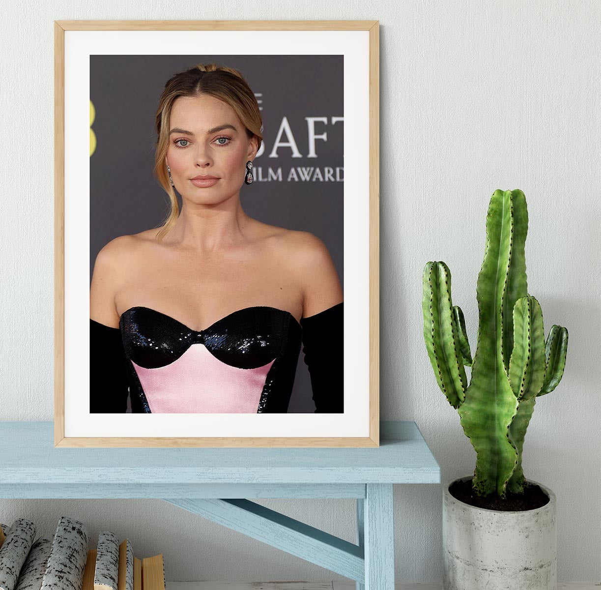 Margot Robbie at the Baftas Framed Print - Canvas Art Rocks - 3