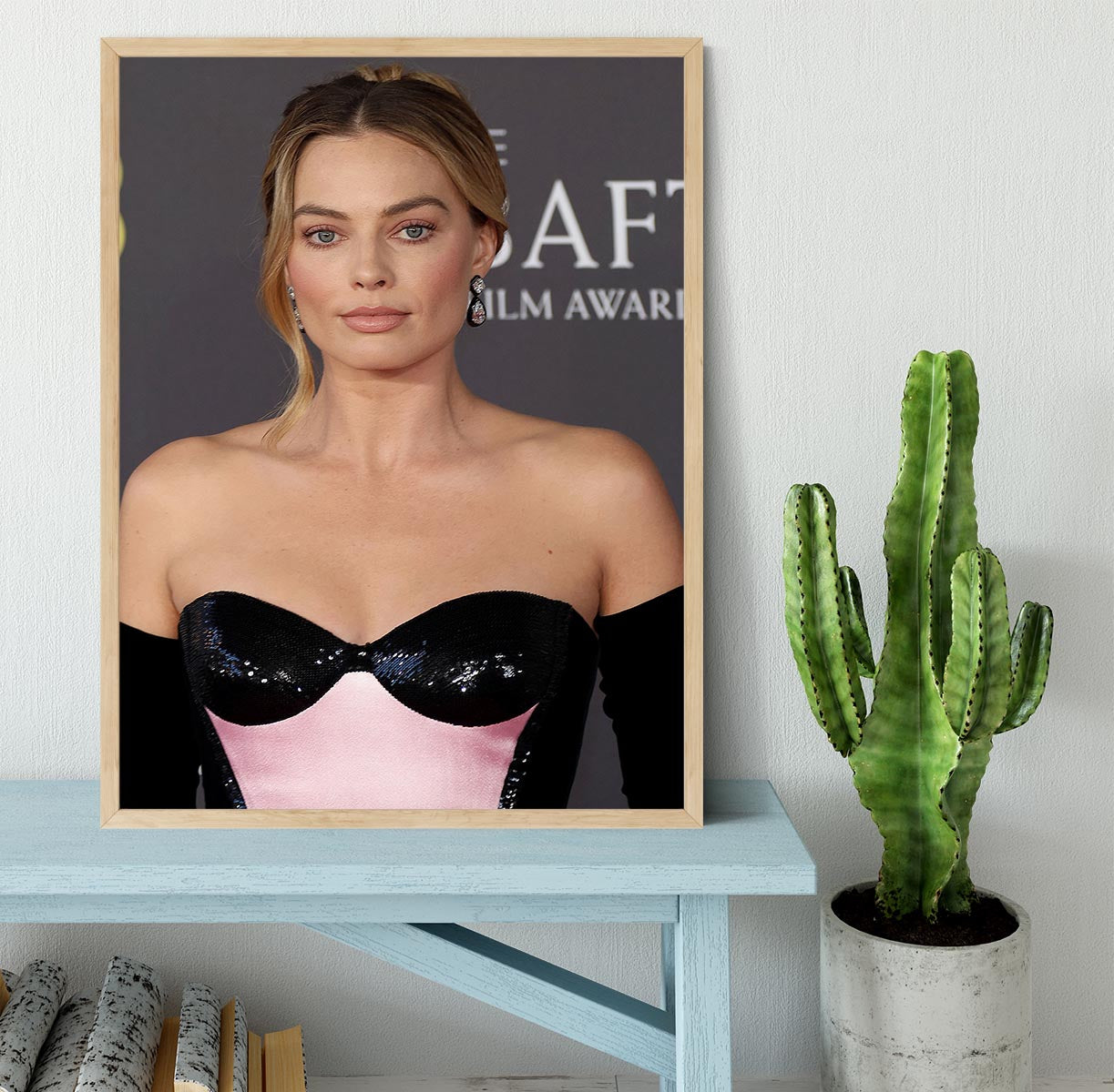 Margot Robbie at the Baftas Framed Print - Canvas Art Rocks - 4