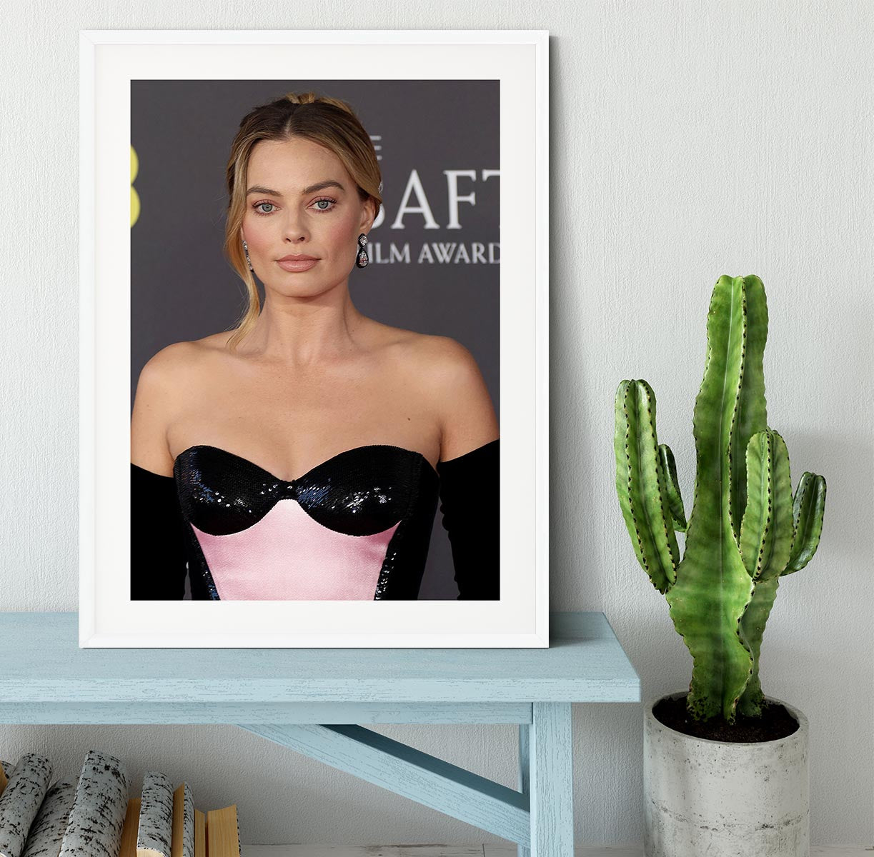 Margot Robbie at the Baftas Framed Print - Canvas Art Rocks - 5