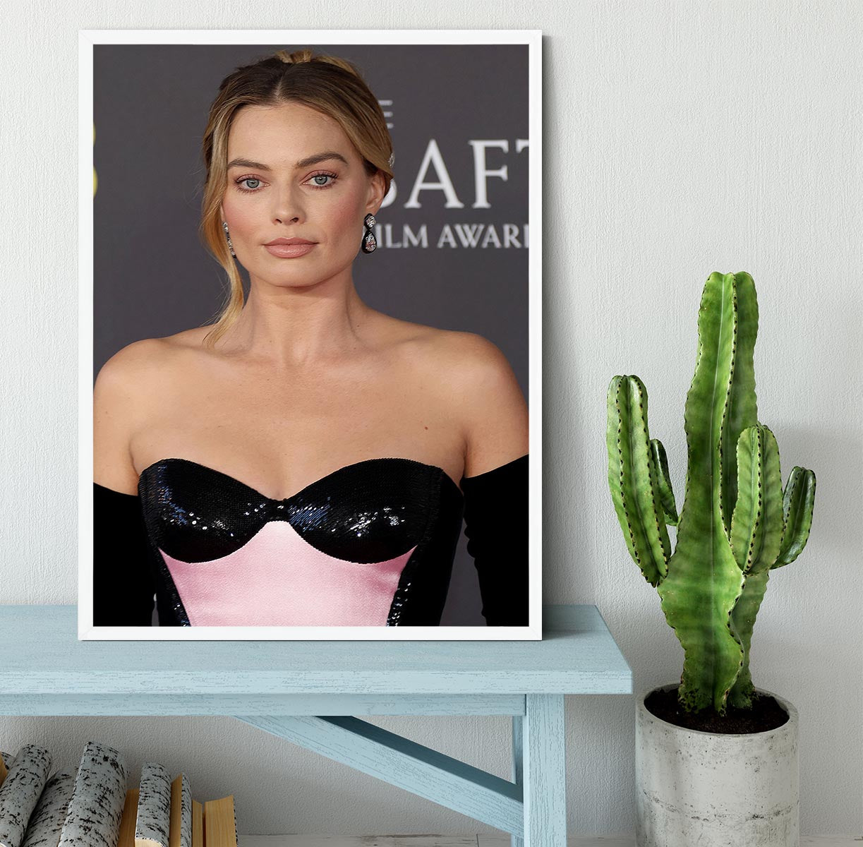 Margot Robbie at the Baftas Framed Print - Canvas Art Rocks -6