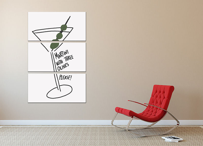 Martini Three Olives 3 Split Panel Canvas Print - Canvas Art Rocks - 2