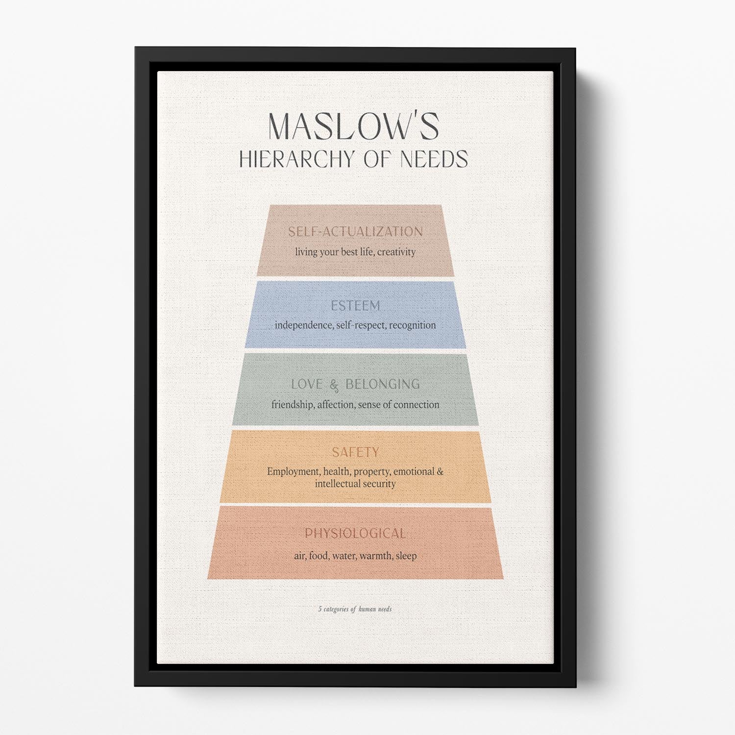 Maslows Hierarchy Of Needs Floating Framed Canvas - Canvas Art Rocks - 2