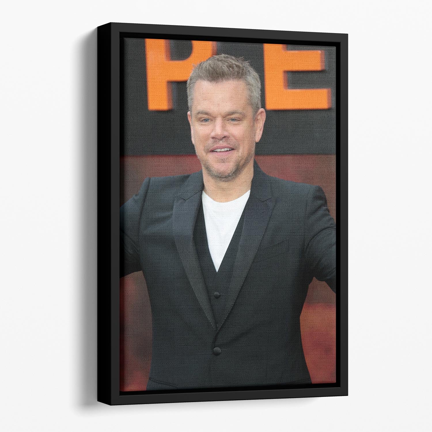 Matt Damon at the Oppenheimer premiere Floating Framed Canvas - Canvas Art Rocks - 1