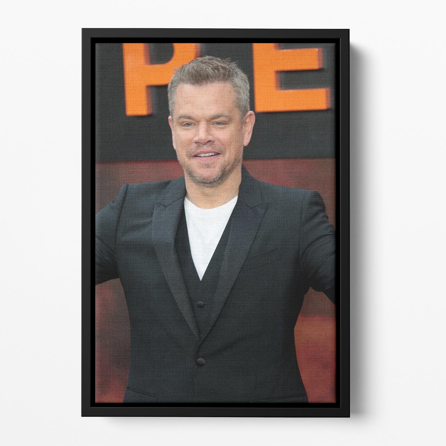 Matt Damon at the Oppenheimer premiere Floating Framed Canvas - Canvas Art Rocks - 2